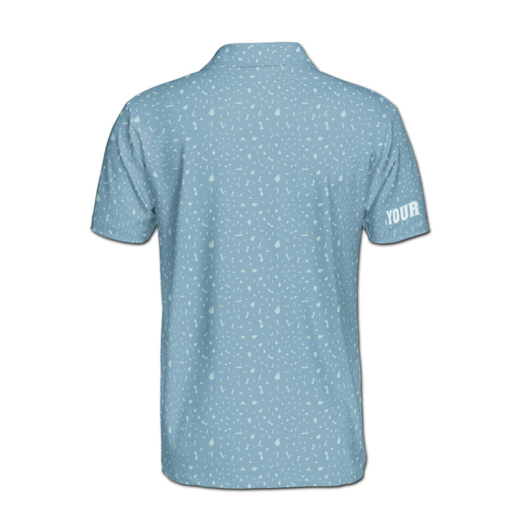 Personalized Name Light Blue Golf Pattern Men's Polo Shirt S-5XL