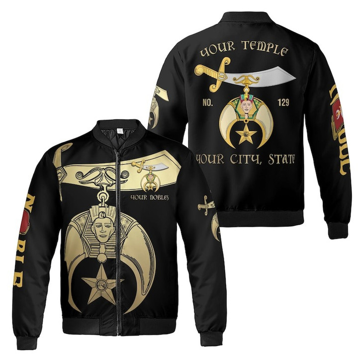 Custom Your Temple and Name Shriners Symbol, Noble Shriners 3D Bomber Jacket Size S-5XL