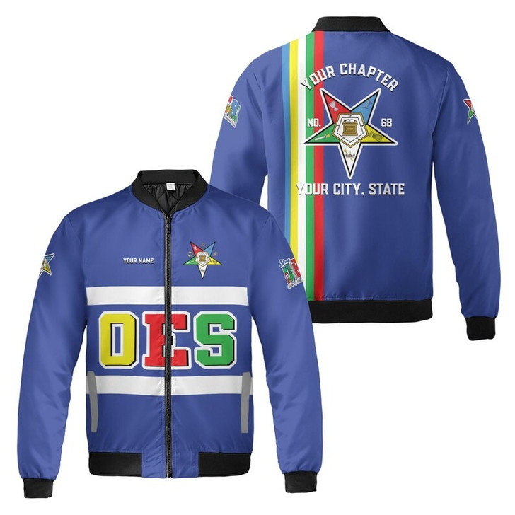 Custom Chapter Name OES Order of the Eastern Star Sistar Freemasonry 3D Bomber Jacket Size S-5XL