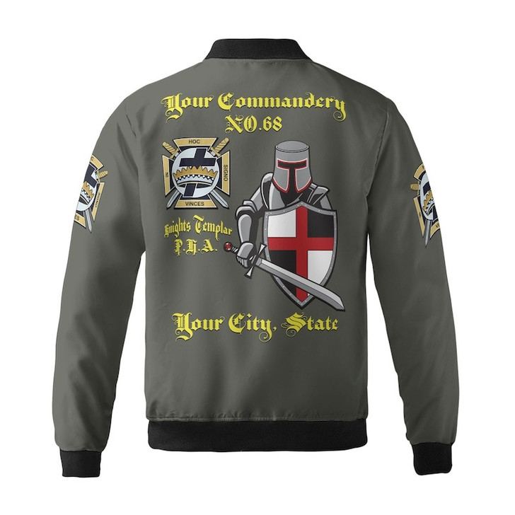 Customize Name Masonic Knights Templar 40 Mile Reward Commander 3D Bomber Jacket Size S-5XL