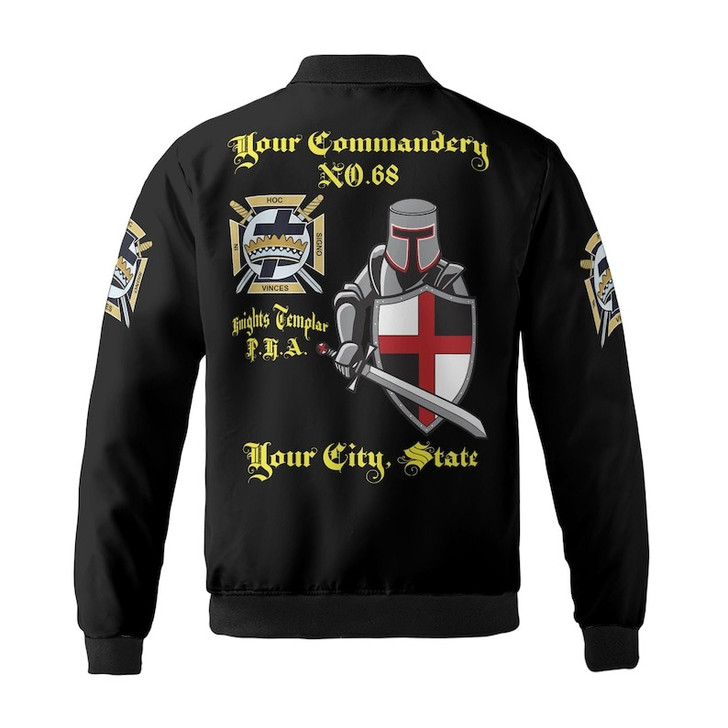 Customize Name Masonic Knights Templar 40 Mile Reward Commander 3D Bomber Jacket Size S-5XL