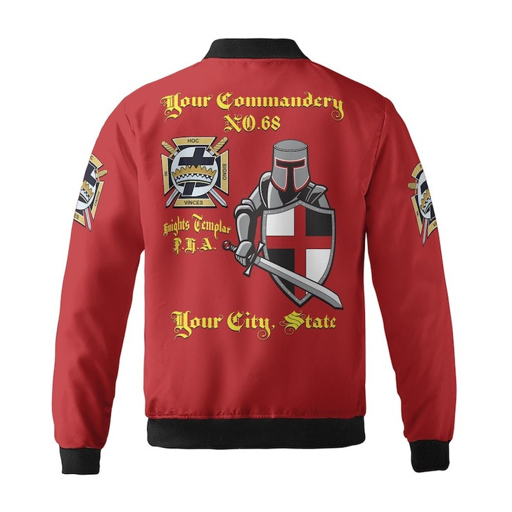 Customize Name Masonic Knights Templar 40 Mile Reward Commander 3D Bomber Jacket Size S-5XL
