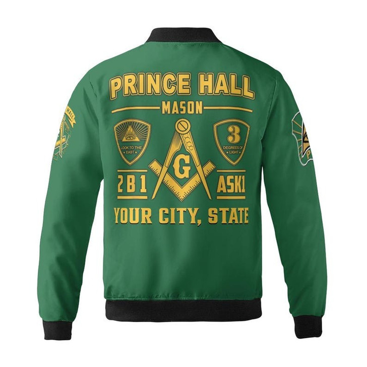 Custom Name Freemason Prince Hall PHA 2B1 ASK1 3D Bomber Jacket Size S-5XL
