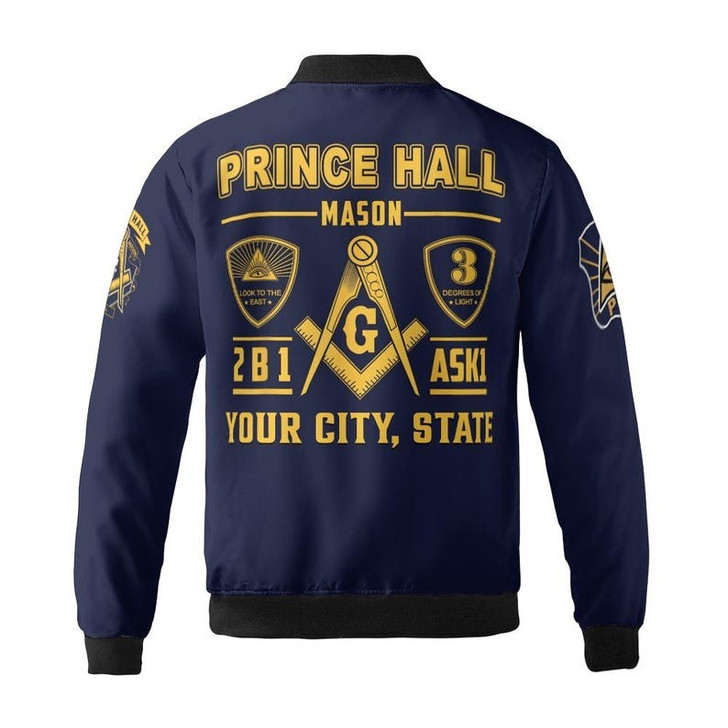 Custom Name Freemason Prince Hall PHA 2B1 ASK1 3D Bomber Jacket Size S-5XL