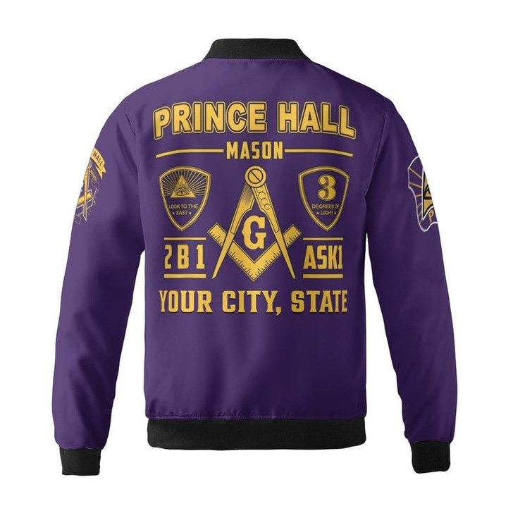 Custom Name Freemason Prince Hall PHA 2B1 ASK1 3D Bomber Jacket Size S-5XL
