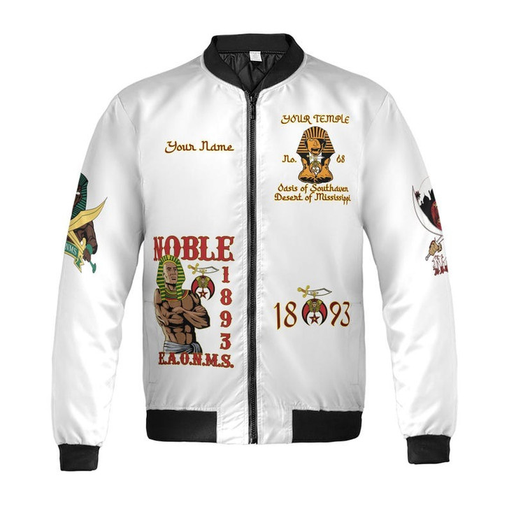 Custom Name Nobles 1893 Of The Mystic Shrine AEAONMS 3D Bomber Jacket Size S-5XL