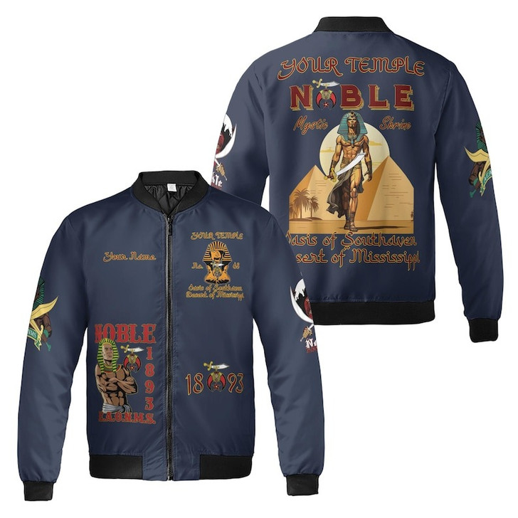 Custom Name Nobles 1893 Of The Mystic Shrine AEAONMS 3D Bomber Jacket Size S-5XL