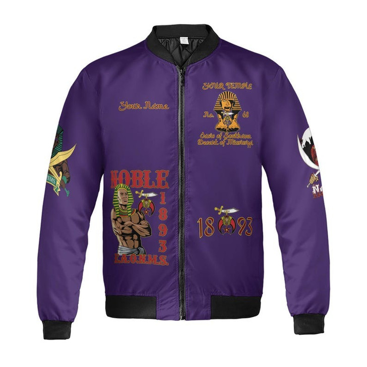Custom Name Nobles 1893 Of The Mystic Shrine AEAONMS 3D Bomber Jacket Size S-5XL
