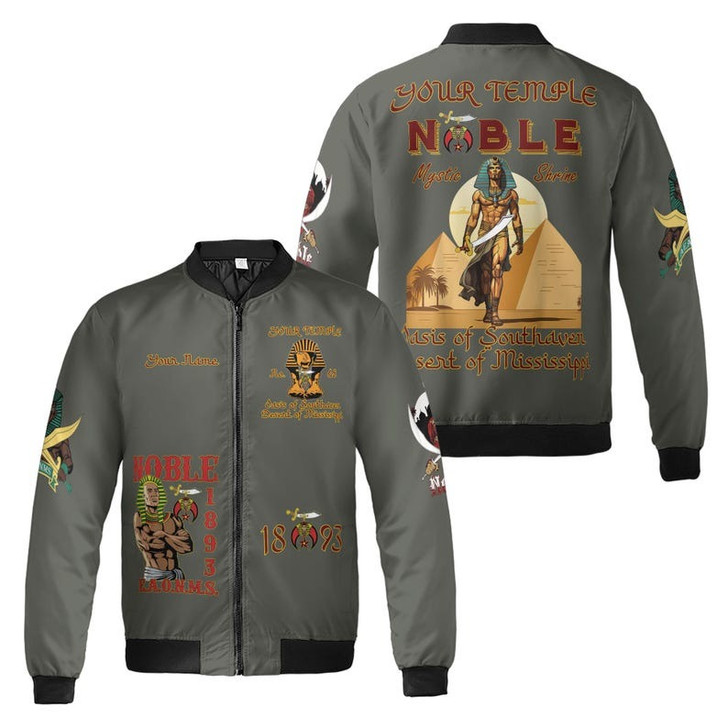 Custom Name Nobles 1893 Of The Mystic Shrine AEAONMS 3D Bomber Jacket Size S-5XL