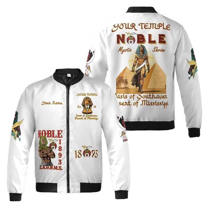 Custom Name Nobles 1893 Of The Mystic Shrine AEAONMS 3D Bomber Jacket Size S-5XL