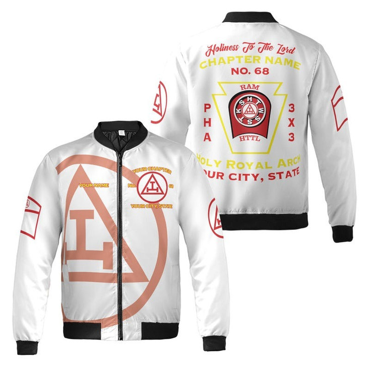 Custom Name Royal Arch Masonry York Rite Freemasonry 3D Bomber Jacket Size S-5XL
