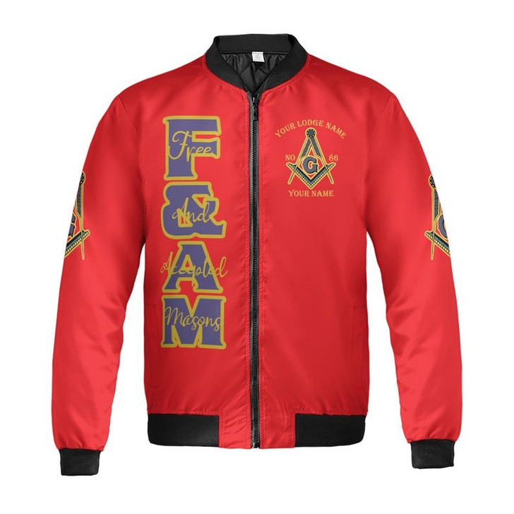 Personalized Lodge Name F&AM Prince Hall Mason Father Of All Freemasonry 3D Bomber Jacket Size S-5XL