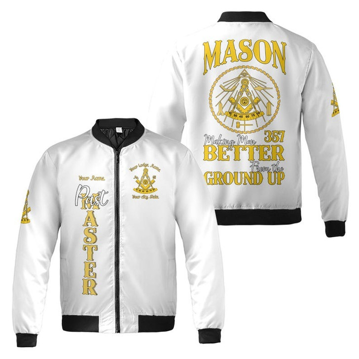 Personalized Name Past Master Making Men BETTER From the Ground Up Freemason 3D Bomber Jacket Size S-5XL