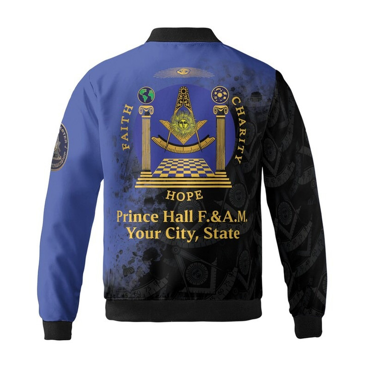 Personalized Name Past Master F&AM PHA Faith Hope Charity Freemason 3D Bomber Jacket Size S-5XL