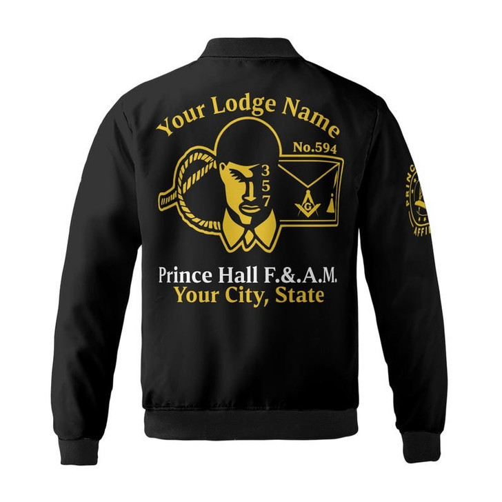 Personalized Name Prince Hall Affiliated F&AM PHA The Black Suits Freemason 3D Bomber Jacket Size S-5XL