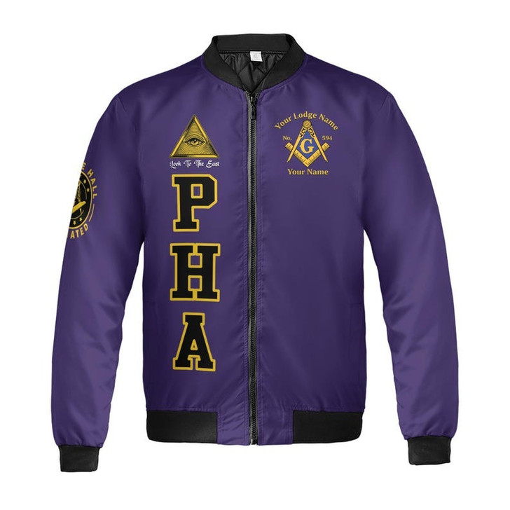 Personalized Name Prince Hall Affiliated F&AM PHA The Black Suits Freemason 3D Bomber Jacket Size S-5XL