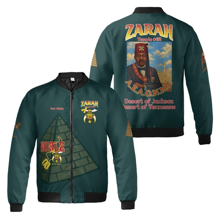 Custom Temple Name Nobles Mystic Shrine AEAONMS 1983 Noble Heritage Freemasonry 3D Bomber Jacket Size S-5XL