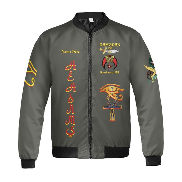 Custom Temple Name Nobles Mystic Shrine AEAONMS You've Been Warned 3D Bomber Jacket Size S-5XL