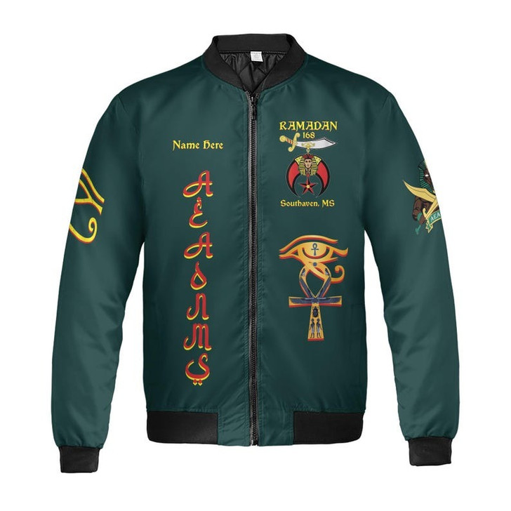 Custom Temple Name Nobles Mystic Shrine AEAONMS You've Been Warned 3D Bomber Jacket Size S-5XL