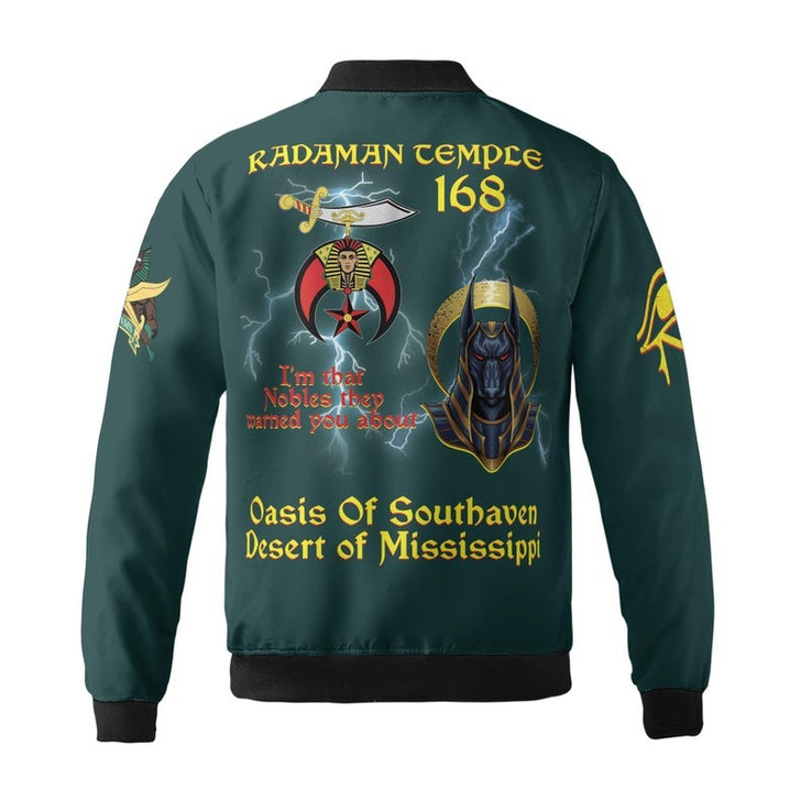 Custom Temple Name Nobles Mystic Shrine AEAONMS You've Been Warned 3D Bomber Jacket Size S-5XL