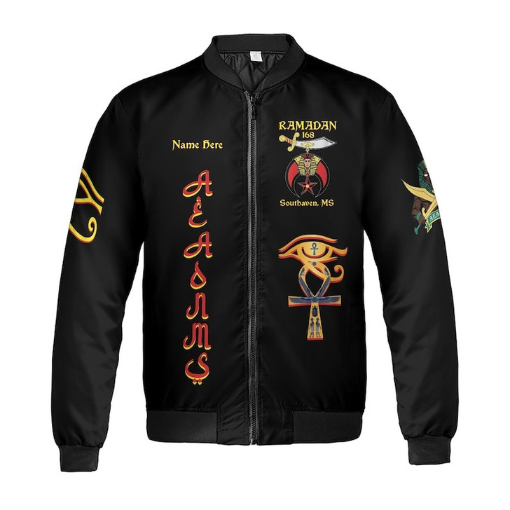 Custom Temple Name Nobles Mystic Shrine AEAONMS You've Been Warned 3D Bomber Jacket Size S-5XL