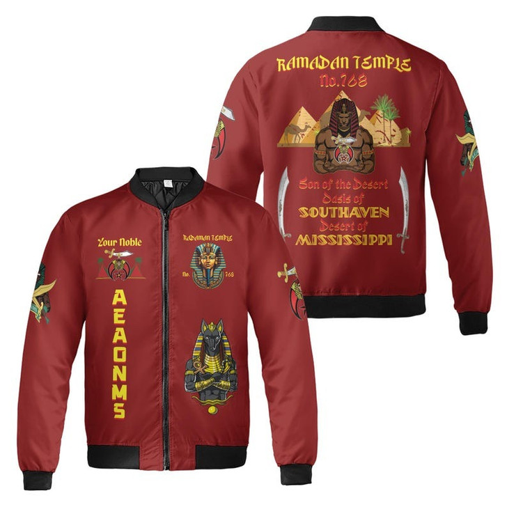 Custom Temple Name Nobles Mystic Shrine AEAONMS Son of the Desert 3D Bomber Jacket Size S-5XL