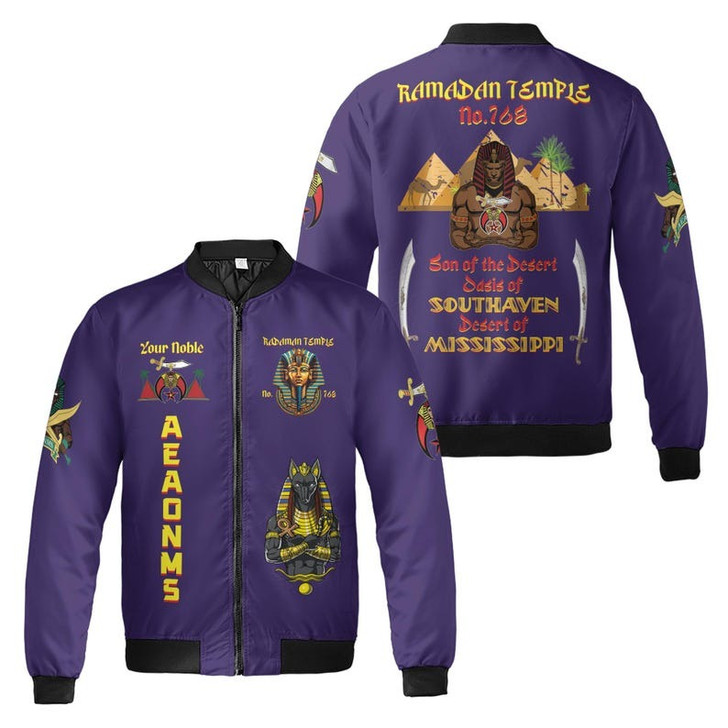 Custom Temple Name Nobles Mystic Shrine AEAONMS Son of the Desert 3D Bomber Jacket Size S-5XL