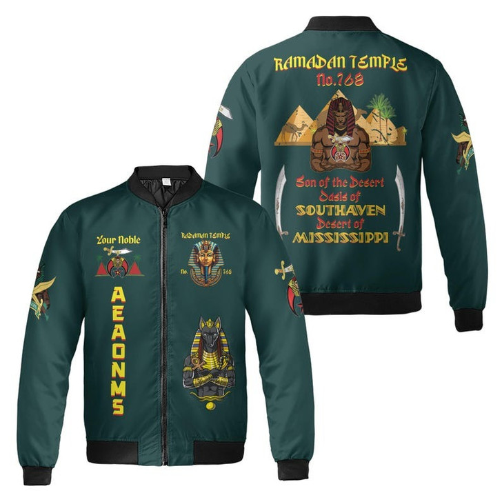 Custom Temple Name Nobles Mystic Shrine AEAONMS Son of the Desert 3D Bomber Jacket Size S-5XL
