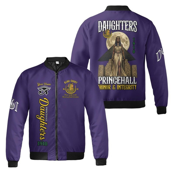 Personalized Court Name DOI Prince hall Daughters 1910 Honor & Integrity 3D Bomber Jacket Size S-5XL