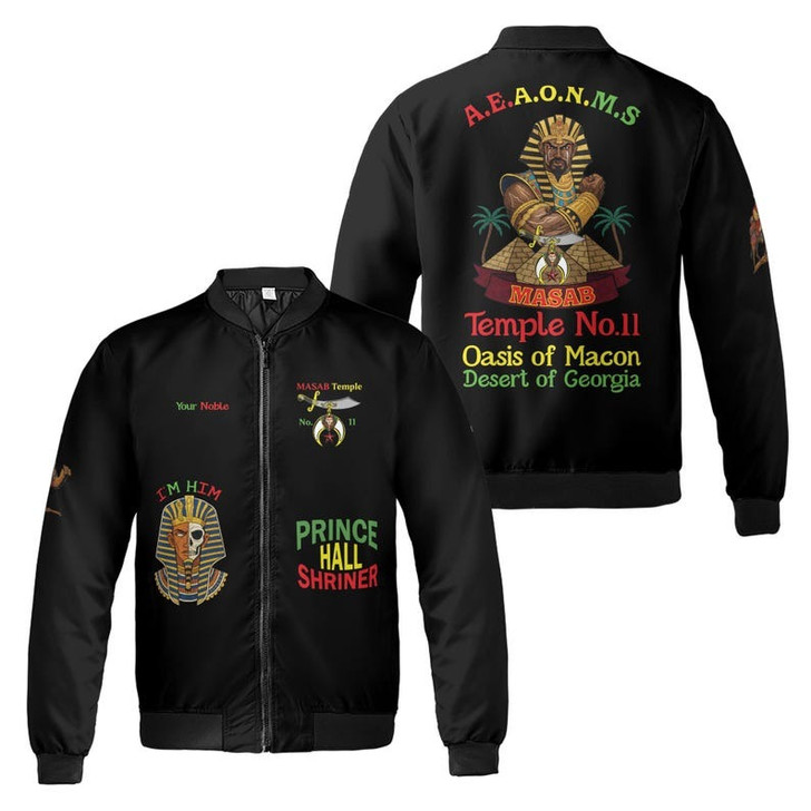Custom Temple Name Nobles Mystic Shrine AEAONMS King Desert Prince Hall Shriner 3D Bomber Jacket Size S-5XL