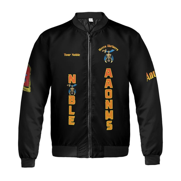 Personalized Temple Name Nobles Anubis of the Mystic Shrine AAONMS Freemason 3D Bomber Jacket Size S-5XL