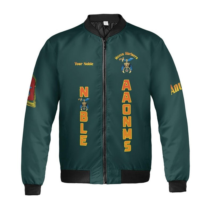 Personalized Temple Name Nobles Anubis of the Mystic Shrine AAONMS Freemason 3D Bomber Jacket Size S-5XL