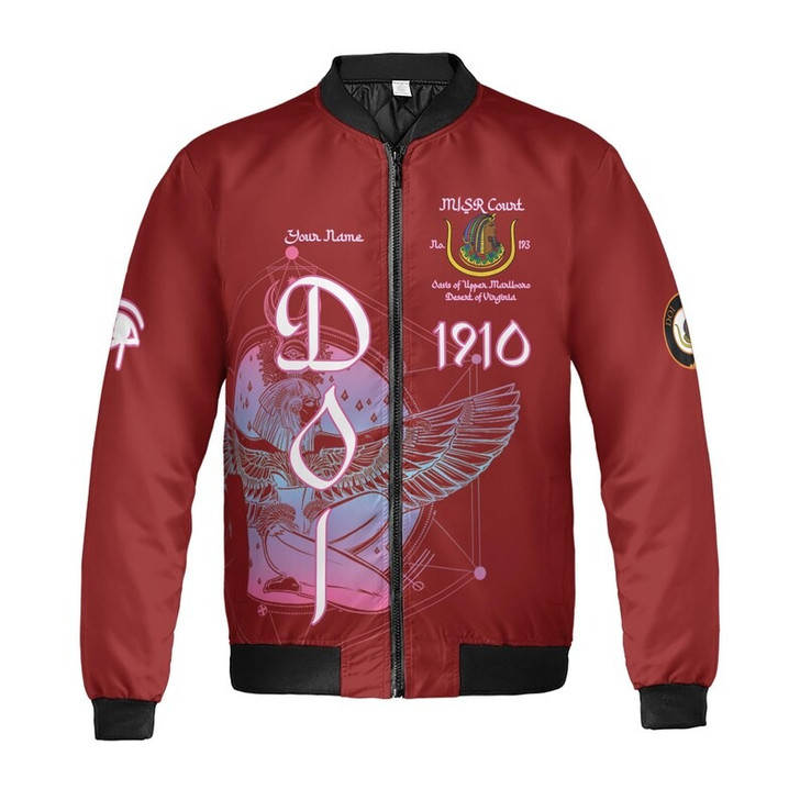 Personalized Court Name DOI Daughters Of Isis Purple Lady Shriners AEAONMS 3D Bomber Jacket Size S-5XL