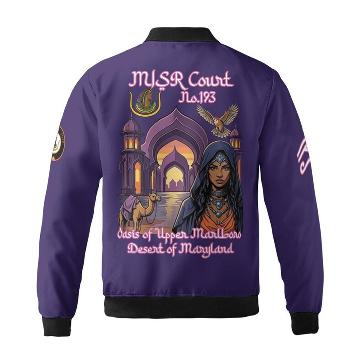 Personalized Court Name DOI Daughters Of Isis Purple Lady Shriners AEAONMS 3D Bomber Jacket Size S-5XL