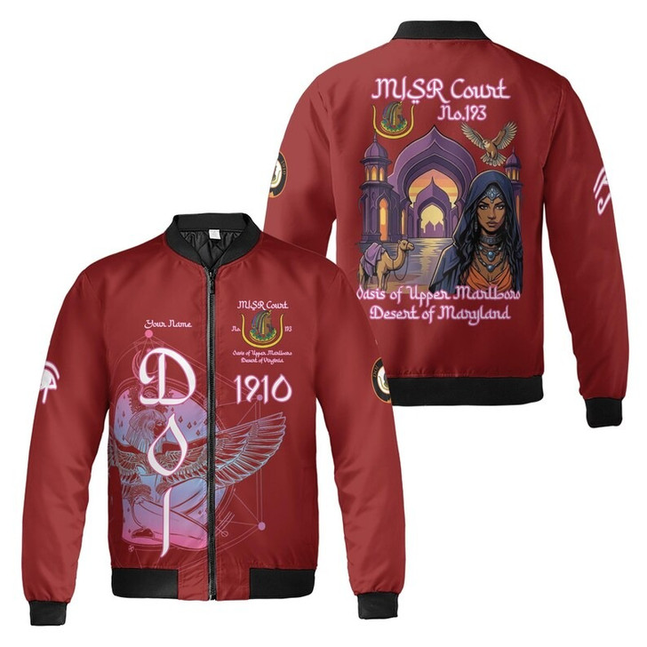 Personalized Court Name DOI Daughters Of Isis Purple Lady Shriners AEAONMS 3D Bomber Jacket Size S-5XL