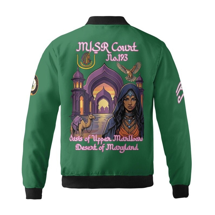 Personalized Court Name DOI Daughters Of Isis Purple Lady Shriners AEAONMS 3D Bomber Jacket Size S-5XL