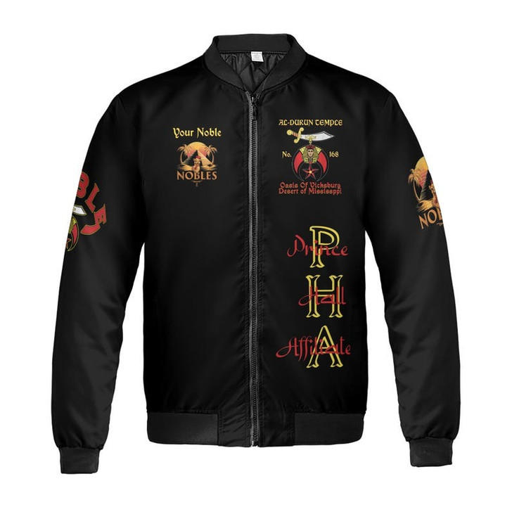 Custom Temple Name Nobles Mystic Shrine AEAONMS By the River Freemasonry 3D Bomber Jacket Size S-5XL