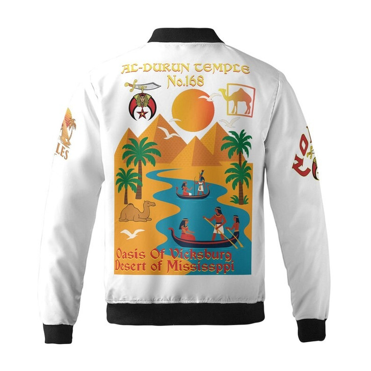 Custom Temple Name Nobles Mystic Shrine AEAONMS By the River Freemasonry 3D Bomber Jacket Size S-5XL