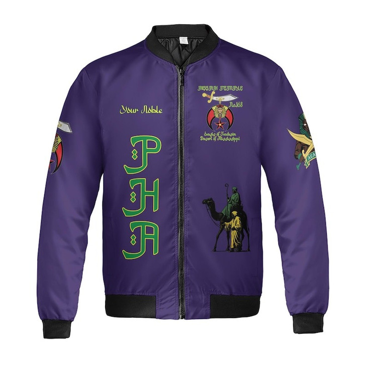 Custom Temple Name Nobles Mystic Shrine AEAONMS Strength & Fury Freemasonry 3D Bomber Jacket Size S-5XL