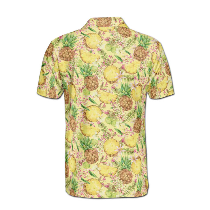 Funny Fresh Pineapple Tropical Fruits Floral Men's Polo Shirt S-5XL