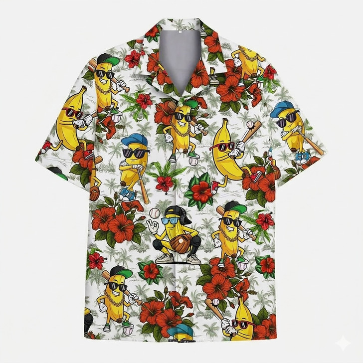 Funny Banana Baseball Tropical Hawaiian Shirt S-5XL
