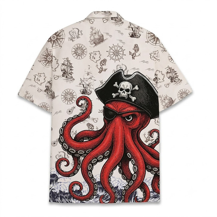 Vintage Pirate Octopus Sea Monster Hawaiian Shirt S-5XL