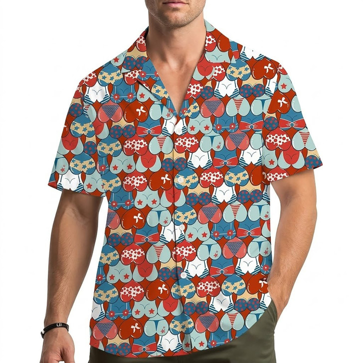 Funny Bikini Swimsuit Patriotic Hawaiian Shirt S-5XL
