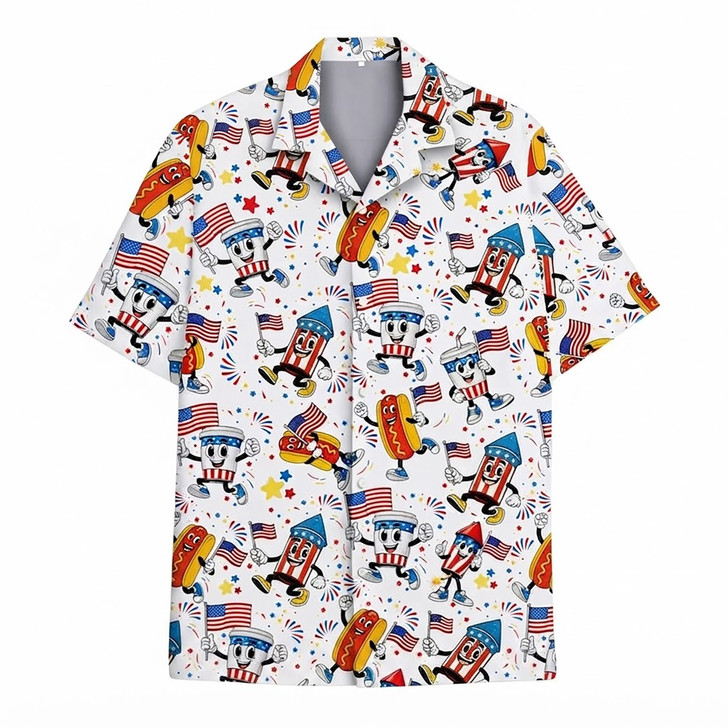 Fourth of July Patriotic Celebration Hawaiian Shirt S-5XL