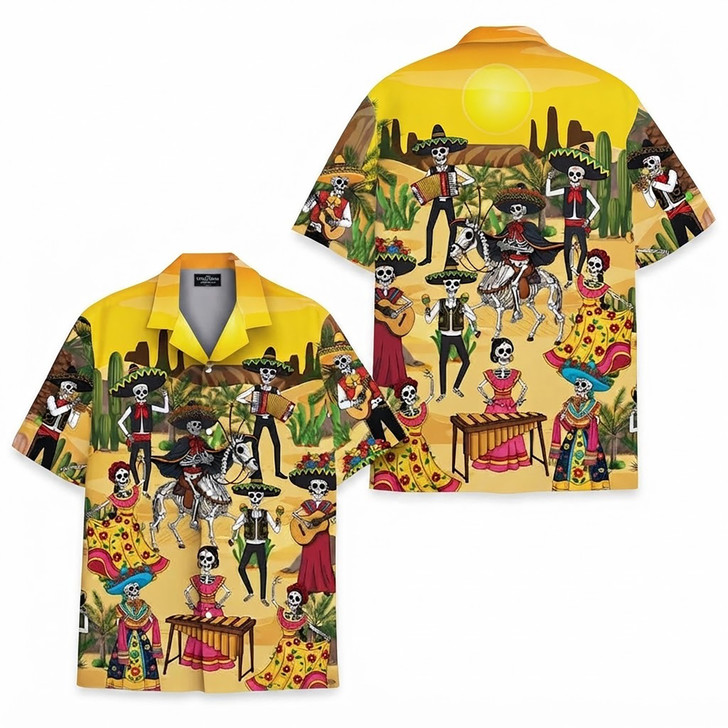 Mexican Festival Skeleton Fiesta Outfit Hawaiian Shirt S-5XL