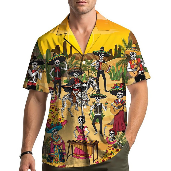 Mexican Festival Skeleton Fiesta Outfit Hawaiian Shirt S-5XL
