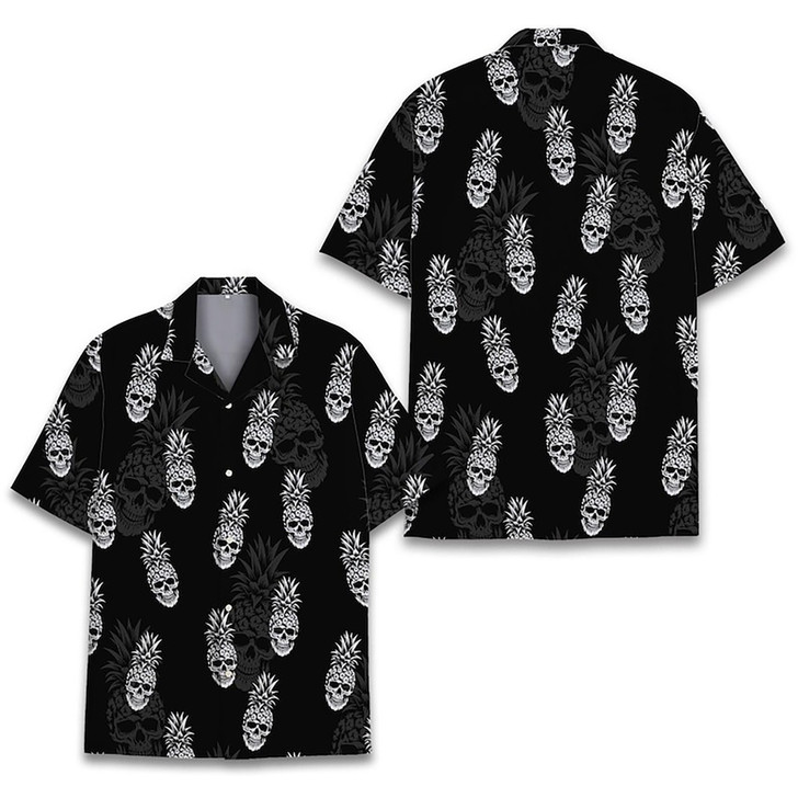 Tropical Fruits Pineapple Skull Beach Hawaiian Shirt S-5XL