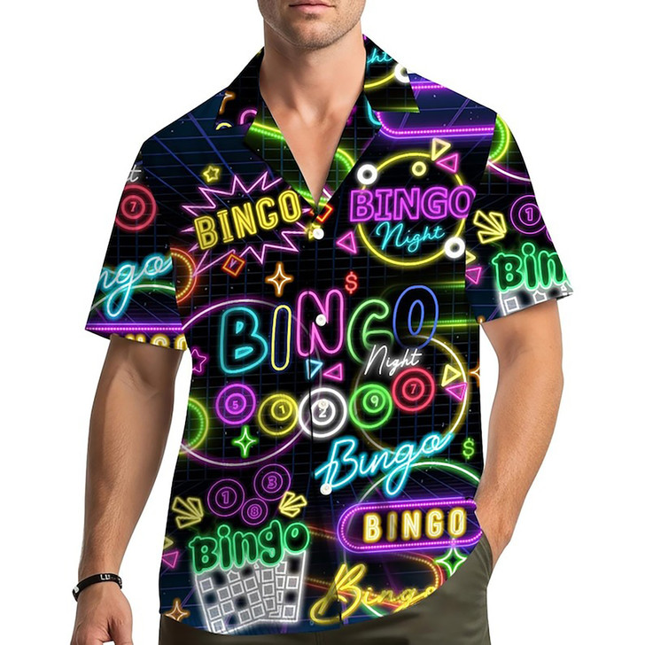 Neon Colorful Bingo Print Hawaiian Shirt S-5XL