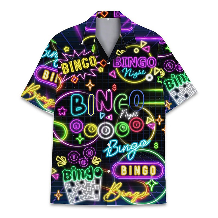 Neon Colorful Bingo Print Hawaiian Shirt S-5XL