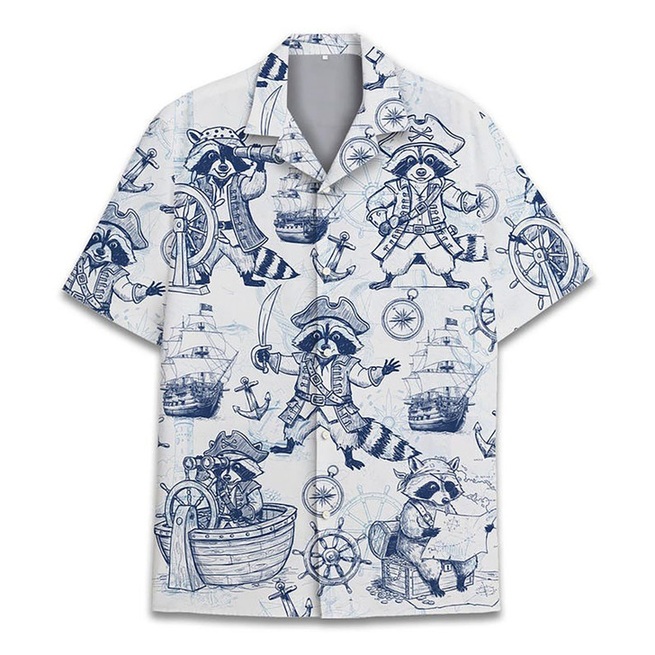 Vintage Pirate Raccoon Retro Hawaiian Shirt S-5XL